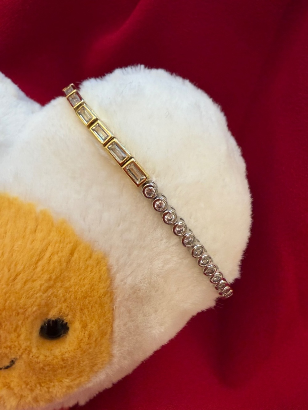 Mixed metal CZ tennis bracelet